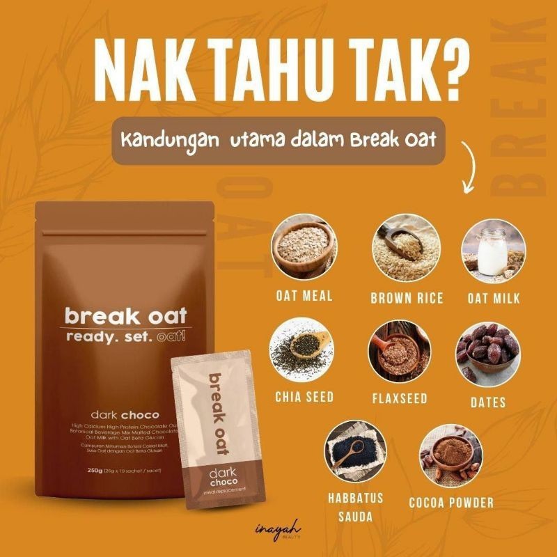 Original BREAK OAT MEAL REPLACEMENT By Inayah Beauty | Shopee Malaysia