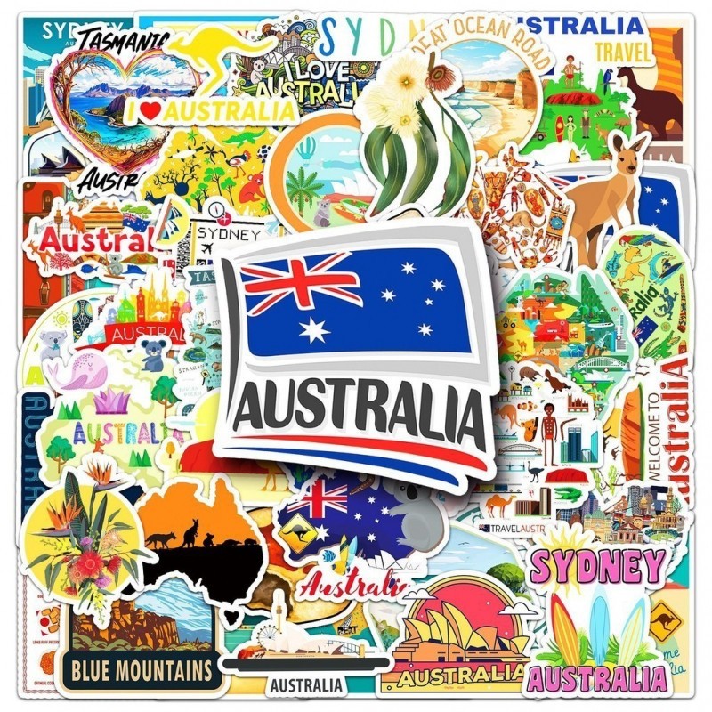 50Pcs Australia Sticker Car Australian Sticker Travel DIY Luggage ...