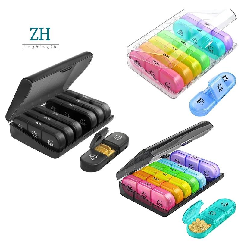 Pill Box 7 Days Organizer 21 Grids 3 Times One Day Portable Travel with ...