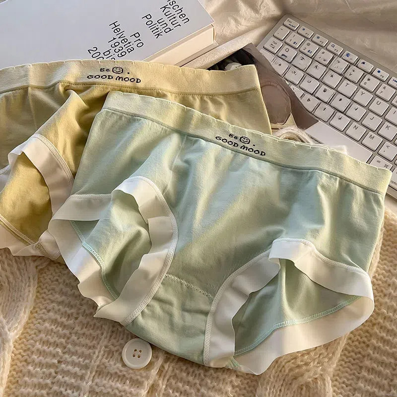 Simple Girl Underwear MidWaist Japanese Style Seamless Briefs Letter