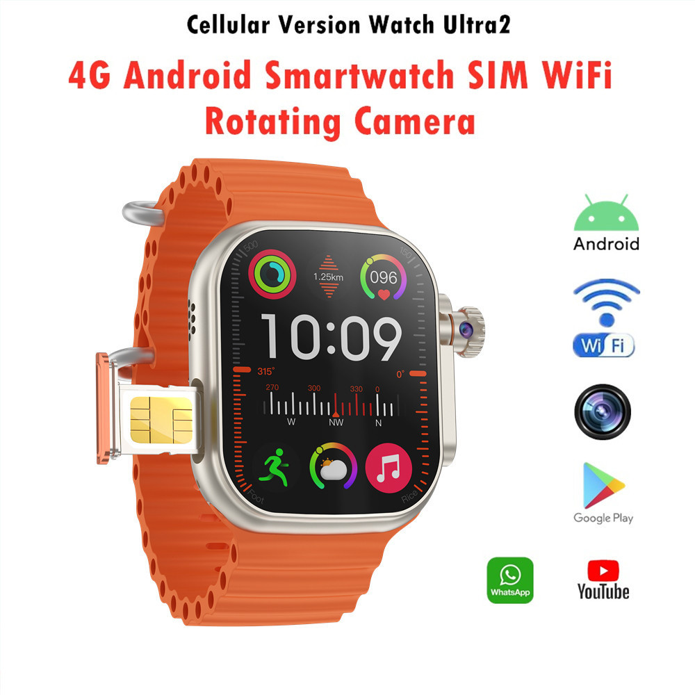 Cellular Version Watch Ultra2 Smart Watch SIM Card And WiFi 4G Android Smartwatch Camera B31 NFC GPS Google Playstore APP Download IXWF NSEN