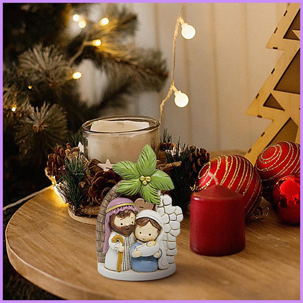 Holy Family Statue Small Manger Scene Miniature Nativity Set Table ...
