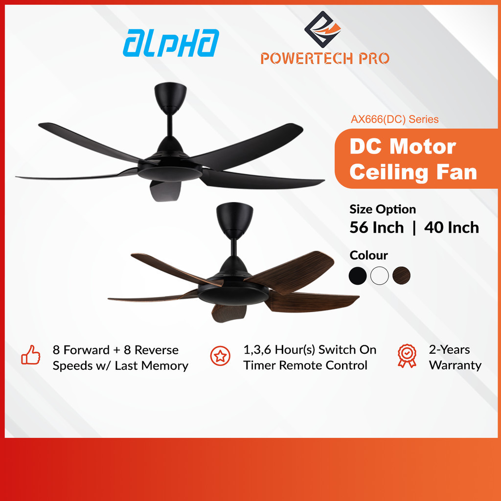 Alpha Ceiling Fan with DC Motor 8-Speeds & Timer (ALPHAFAN AX666(DC ...