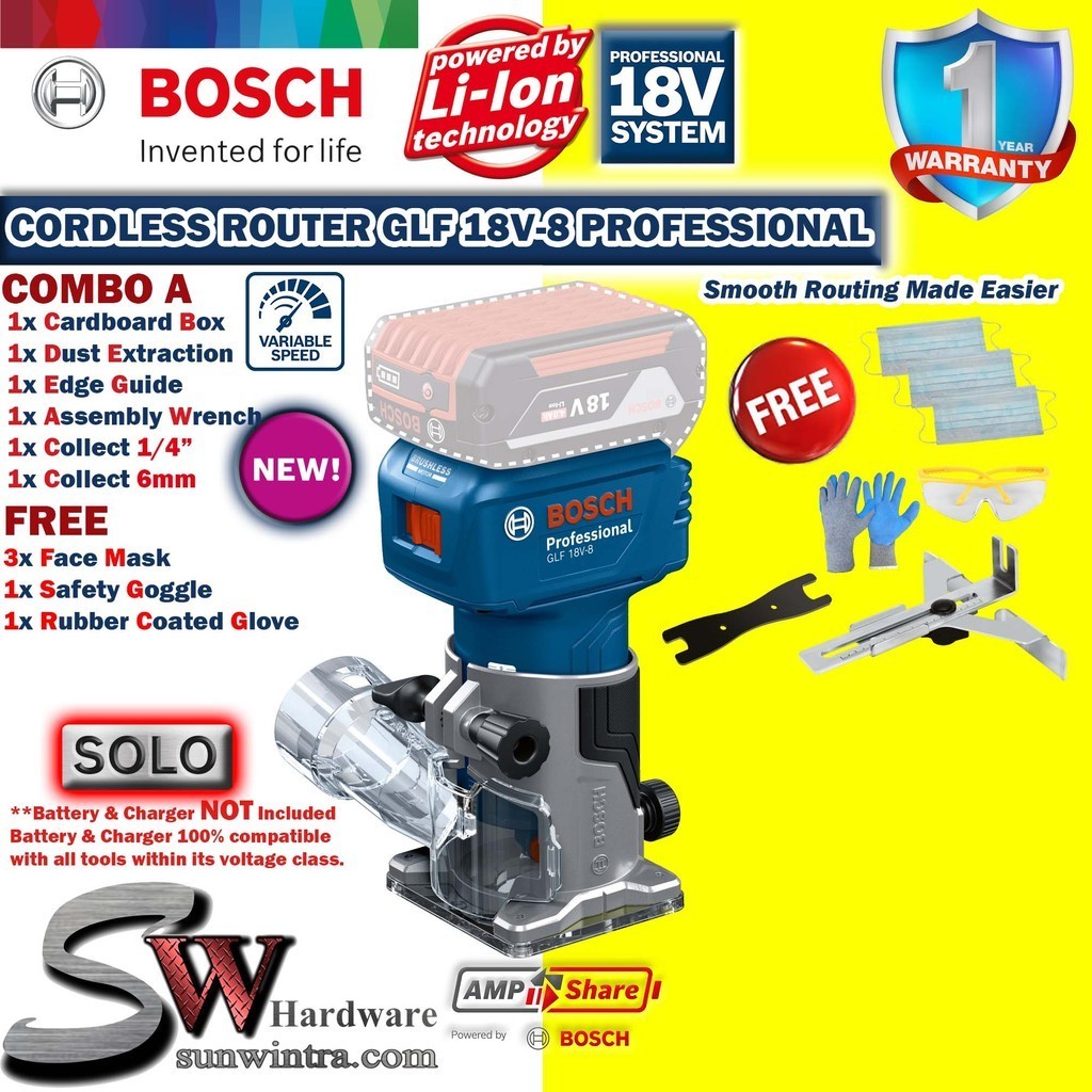 Bosch 18V Cordless Router GLF 18V-8 PROFESSIONAL GLF18V-8 , ** SOLO or ...