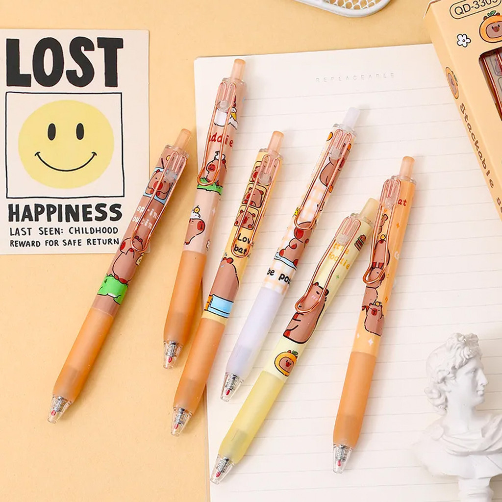 Capybara Gel Ink Pen 0.5mm Cartoon Cute Quick Dry Long Lasting | Shopee ...