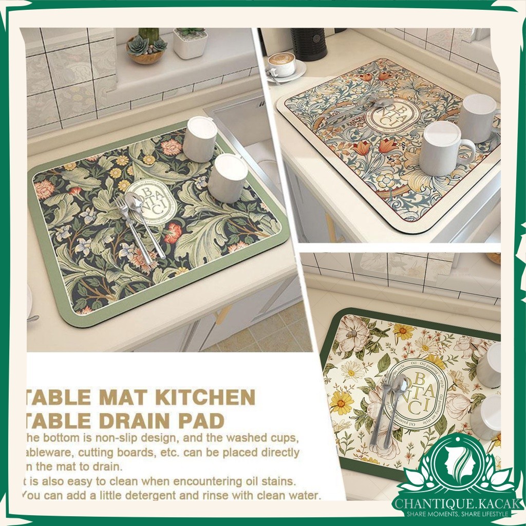 CK Modern Kitchen Mat Drain Pad Anti-Slip Desktop Drying Dish Mat Water ...