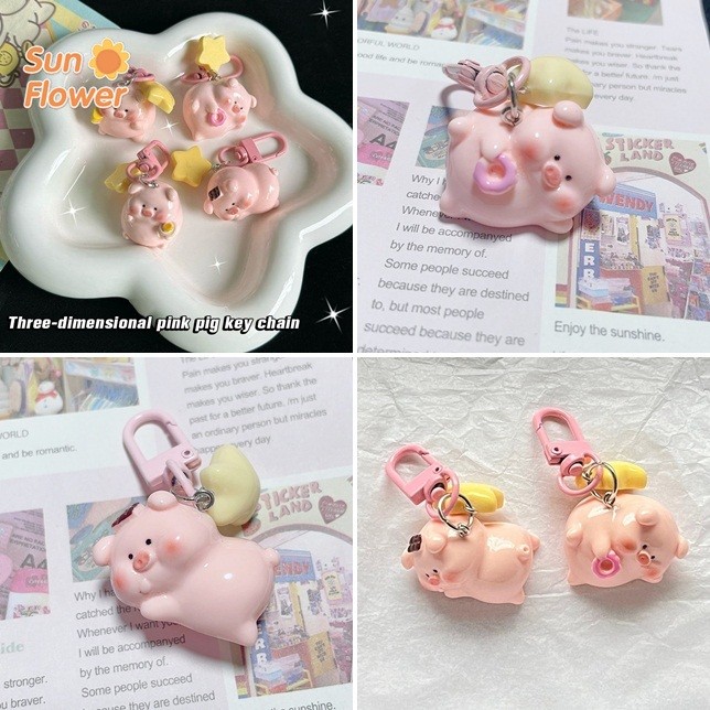 Pink Piggy Keychain Cute Cartoon Keyrings Friends Gift Supplies ...