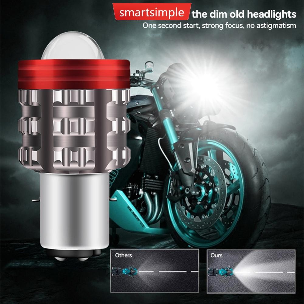 SMARTSIMPLE 1Pc Motorcycle Headlight LED H4/H6 BA20D Hi/Low Dual Colors ...