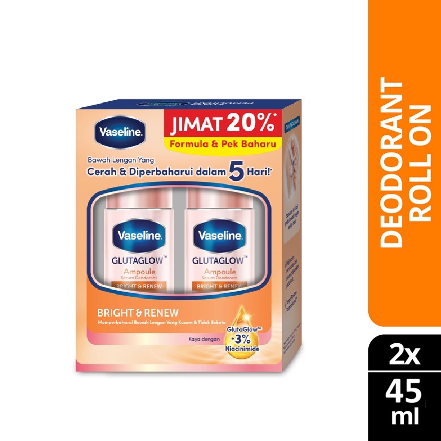 Lot De 2 Sérums Antitranspirants Vaseline Bright&Renew - 45 Ml - Neufs