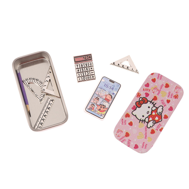 Mypink 1:12 Dollhouse Miniature Sanrio Pencil Case Ruler Mobile Phone ...