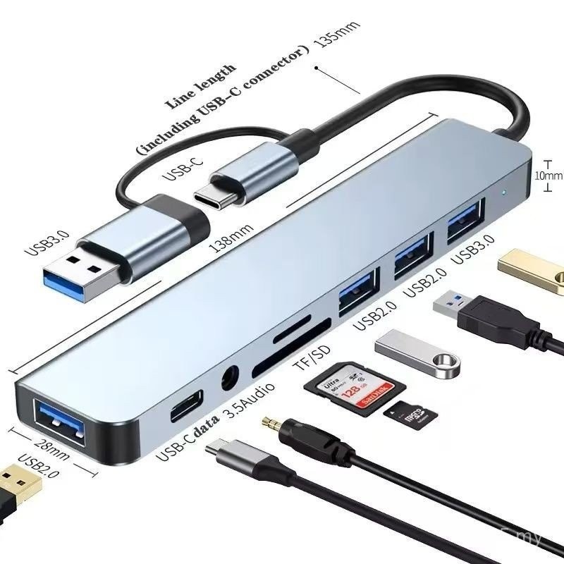 TYPEC Docking Station USB3.0 Dual Port Docking Station Splitter HUB 8 ...
