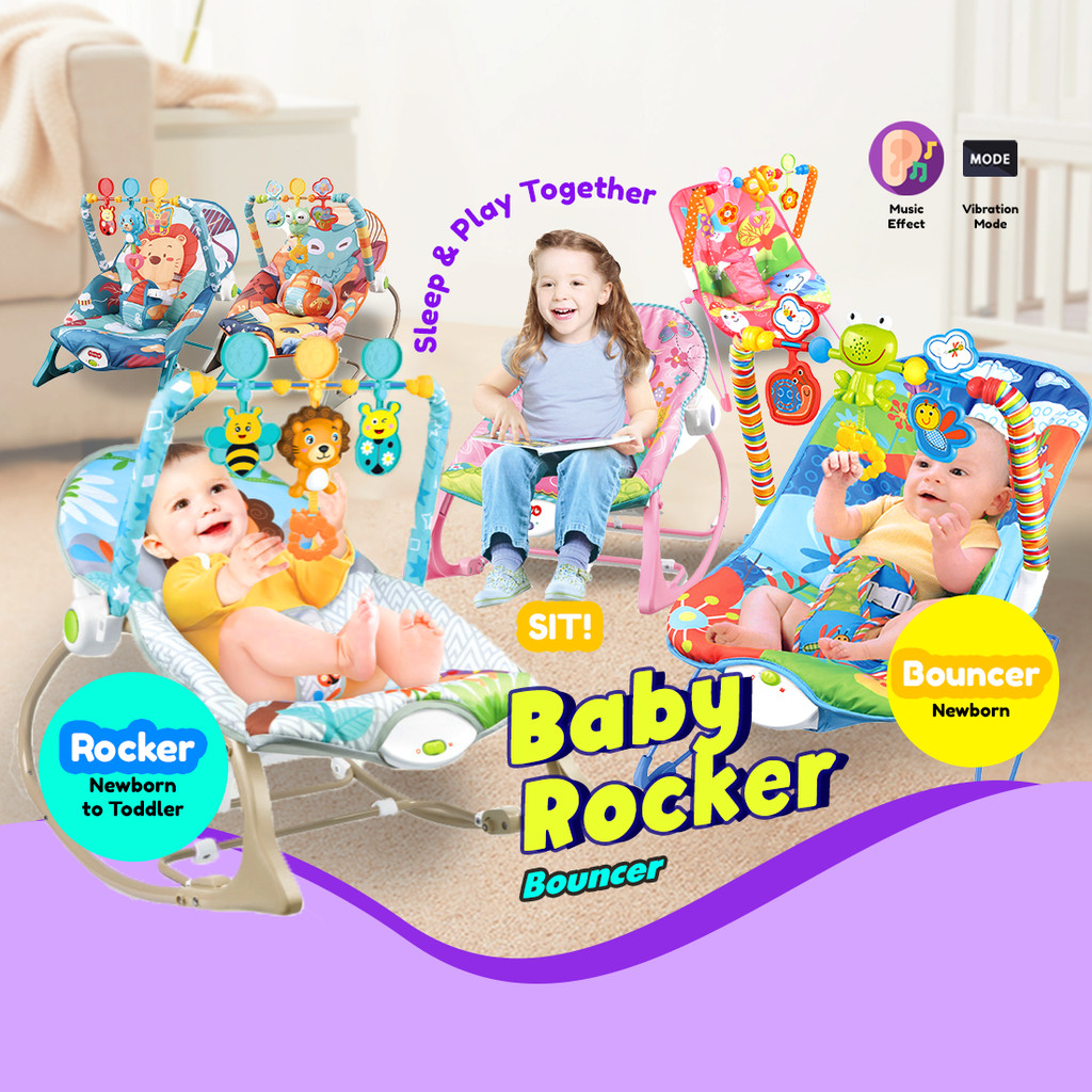 VerticOasis Newborn Baby Rocker Baby Bouncer Cradle Music Safety Belt ...