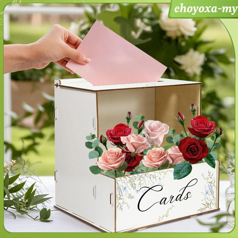 [EhoyoxaMY] Wood Wedding Card Box with Slot Box Envelope Money Boxes ...
