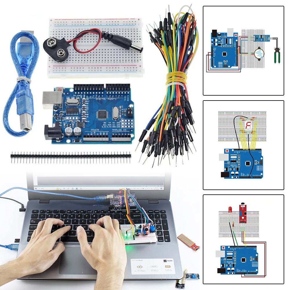 DIY Basic Kit with Breadboard LED Sensor Modules Resistance for Arduino ...