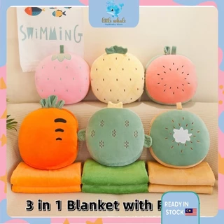 🐳Fruit Pillow With Blanket Multifunction Cartoon Fruit Pillow With Blanket Hand Warmer 3 in 1 Car-Aircon