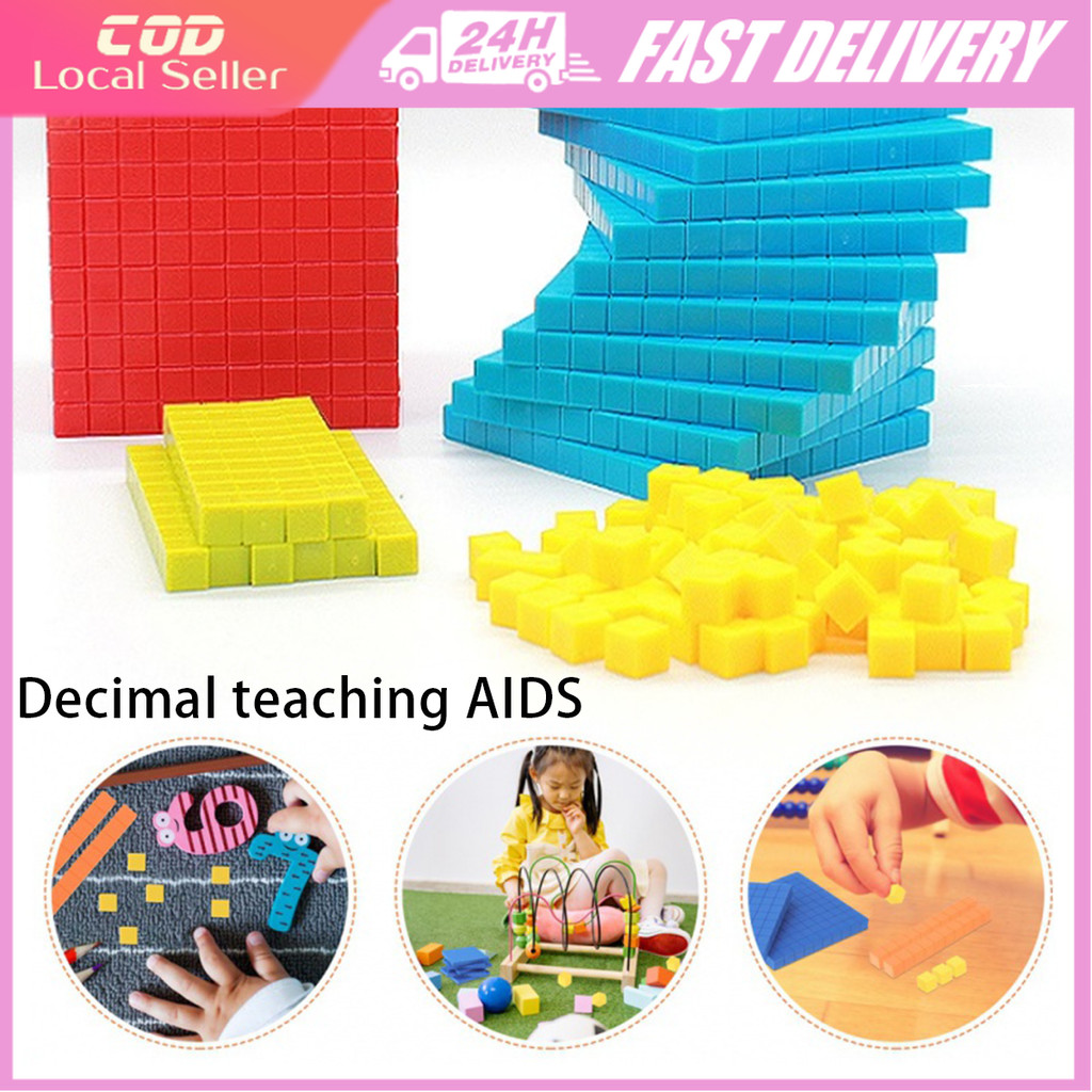 Base Ten Blocks Learning Mathematics Cube Kit Kids Early Education Toy ...