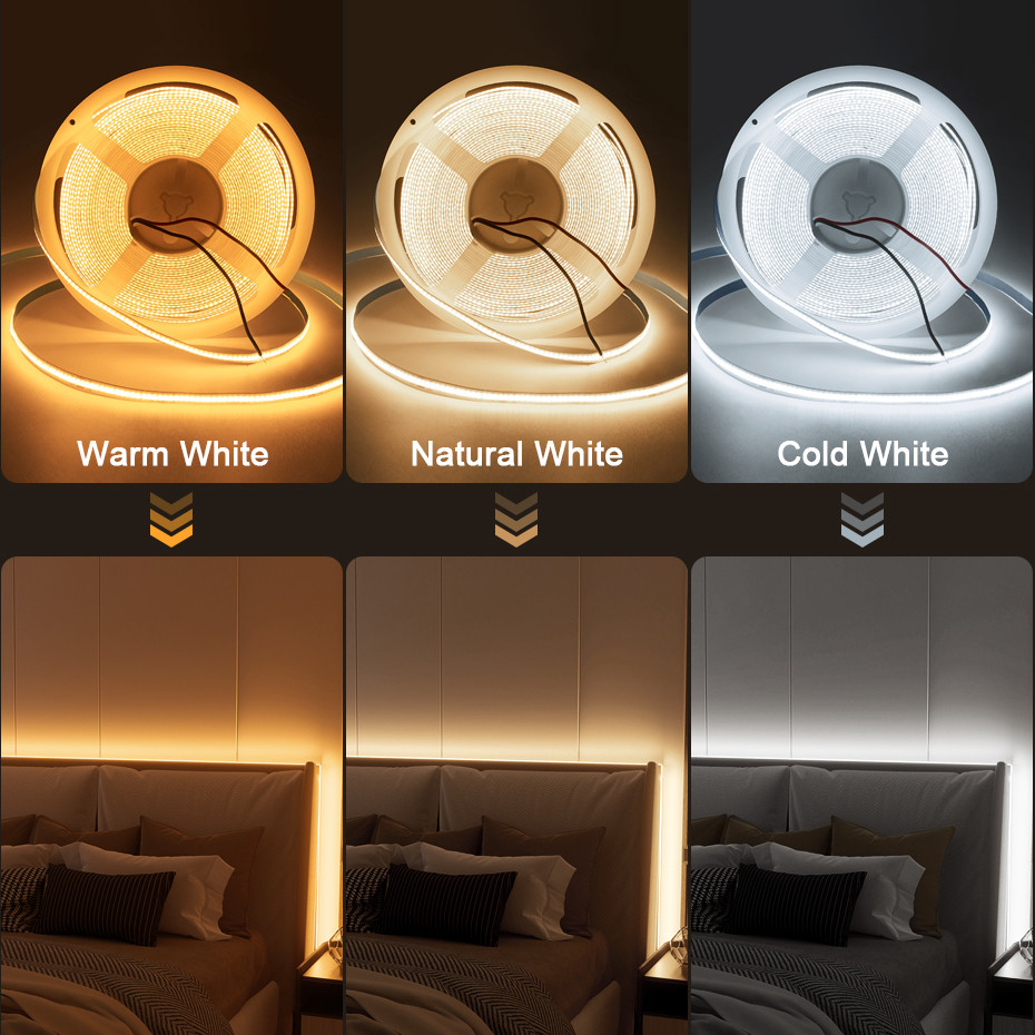 24V Cob Led Strip Lights 5M 10M Warm White Cold White Flexible Led Tape ...