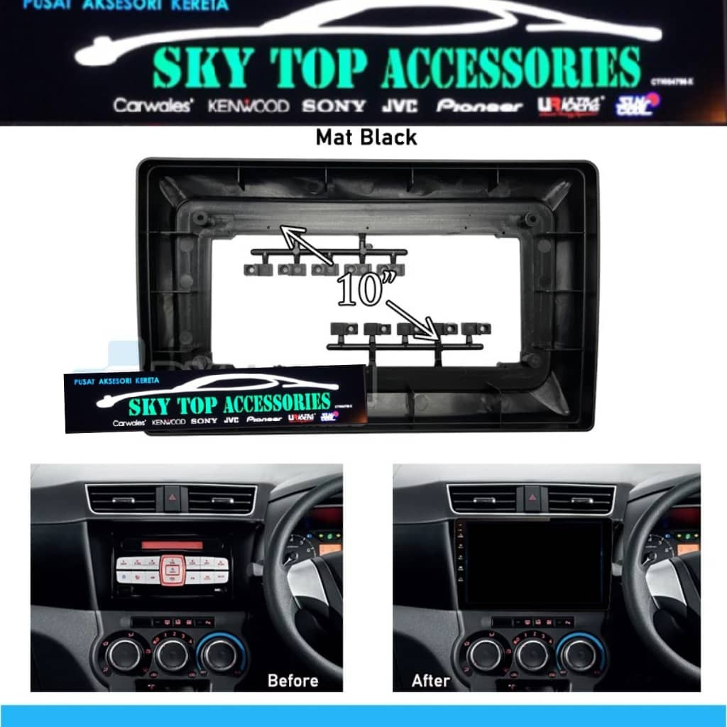 Big Screen Android Player Casing 10inch Perodua Bezza With Socket Plug ...