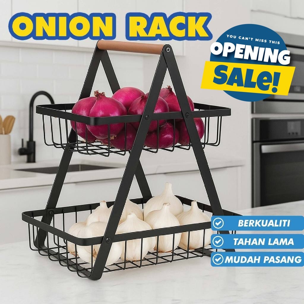 Kakideco 2 Tier Onion Rack Fruit Basket Rak Bawang Bertingkat Vegetable ...