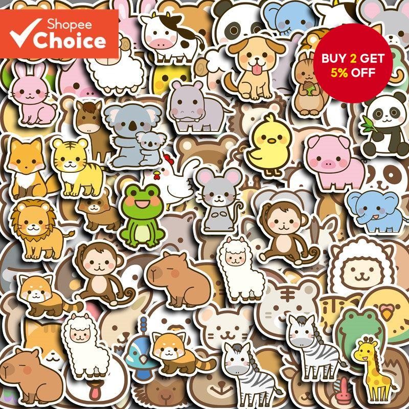 100pcs Cute Cartoon Animals Stickers Diy Computer Laptop Washi ...