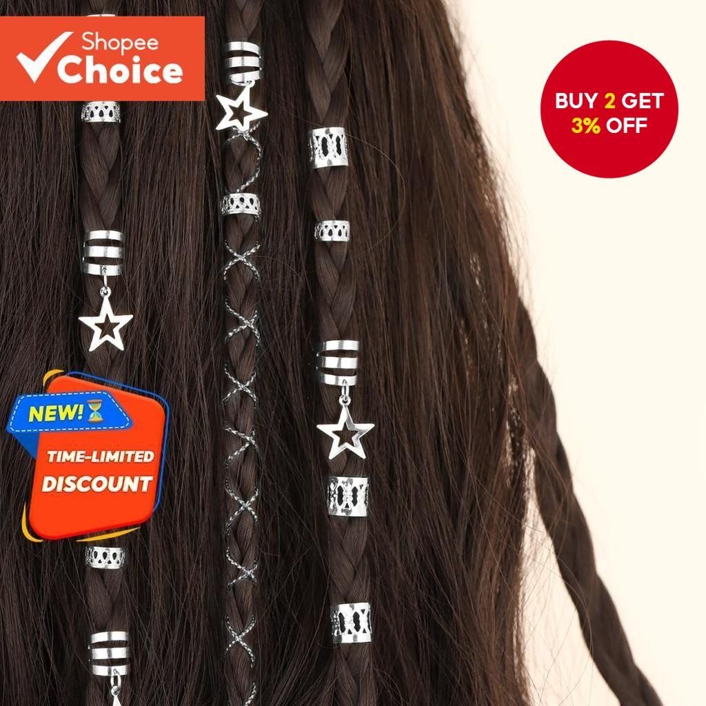 36Pcs Star Pendant Hair Rings Hollow Braid Accessories Metal Decor Hair ...