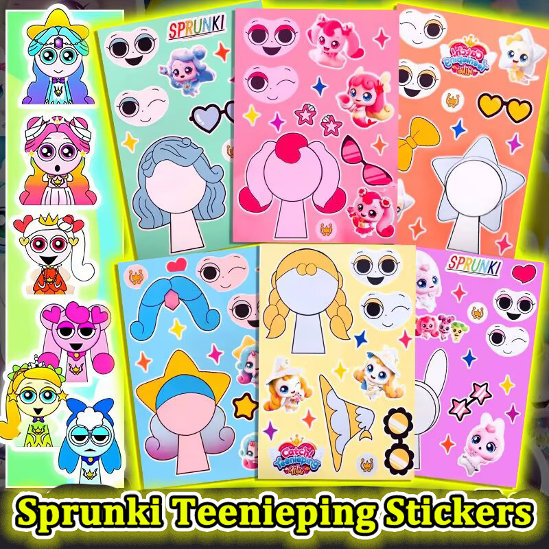 6PCS Sprunki VS Catch! Teenieping Changing Stickers Creative Kids ...