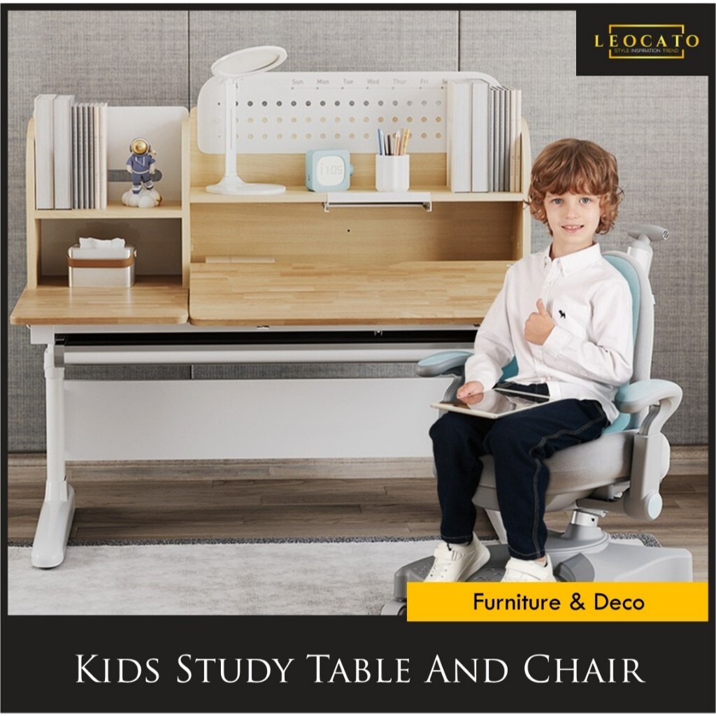 Height Adjustable Kids Study Table And Chair Children's Ergonomic Study ...