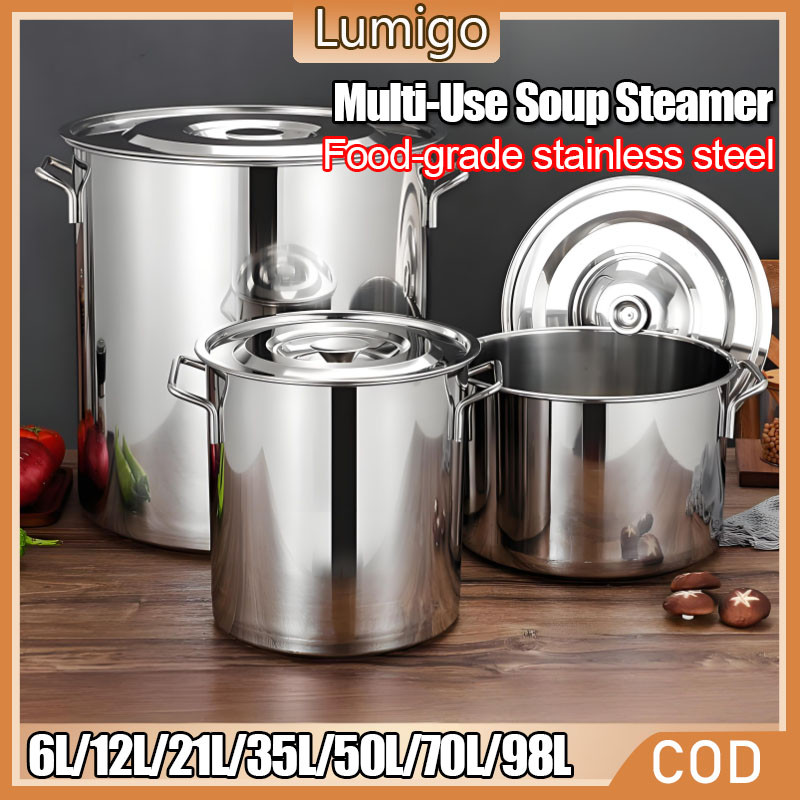 Large Capacity Stainless Steel Stock Pot with Lid Multi-Use Soup ...