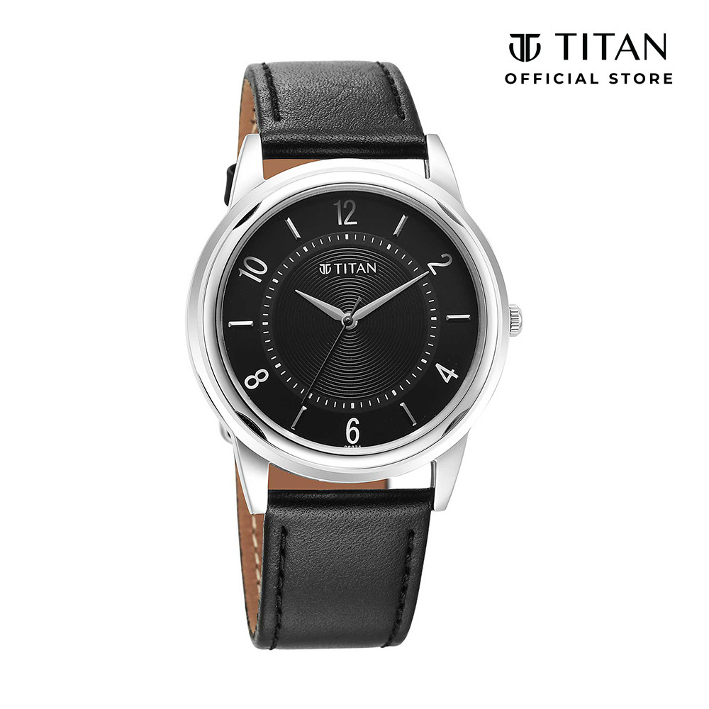 Titan Karishma Zing 1638SL02 Black Dial Leather Strap Quartz Men's ...