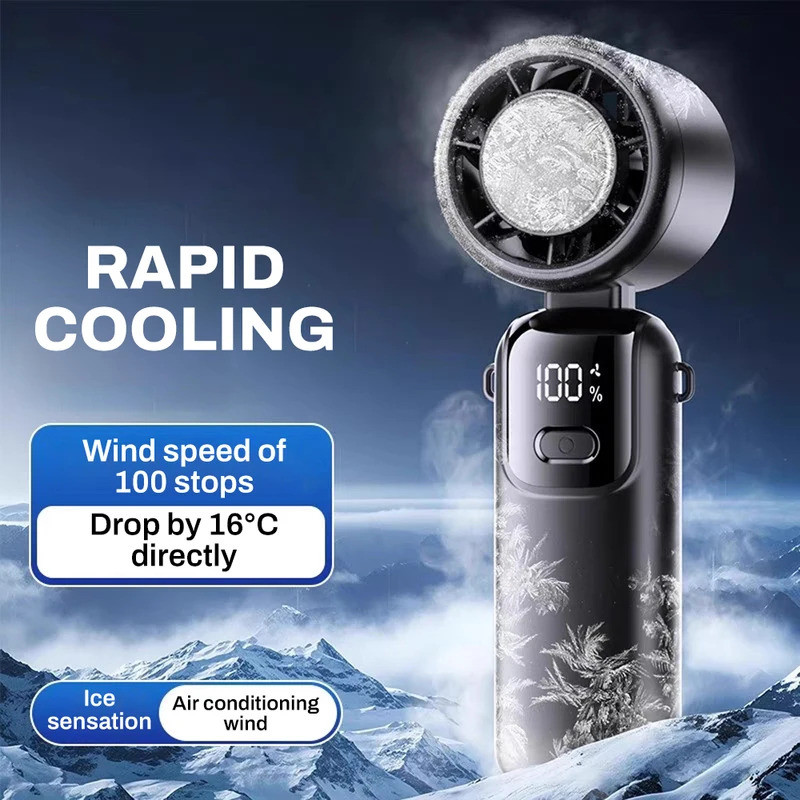 Handheld Ice Fan Semiconductor Folding Ice Cooling Portable Mini Fan ...