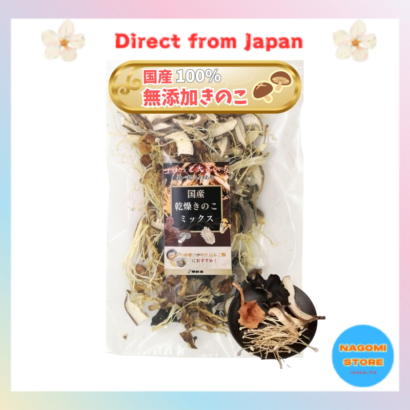 KAMIRAKU Domestic Dried Mushroom Mix 40g Nameko Shiitake Enoki Wood Ear ...