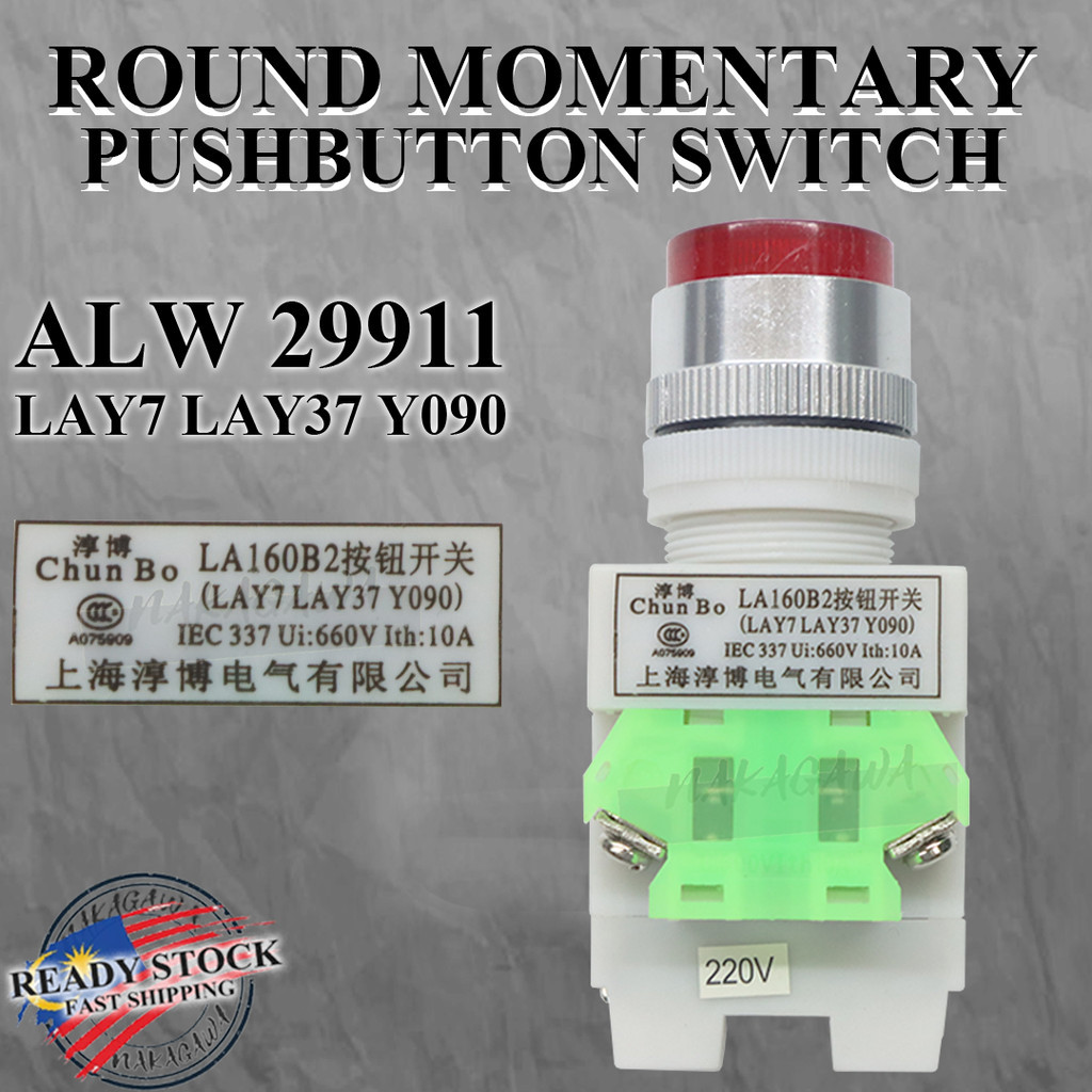 SOURCINGMAP 220V ALW29911 LAY7 LAY37 Y090 ROUND PUSH BUTTON MOMENTARY ...