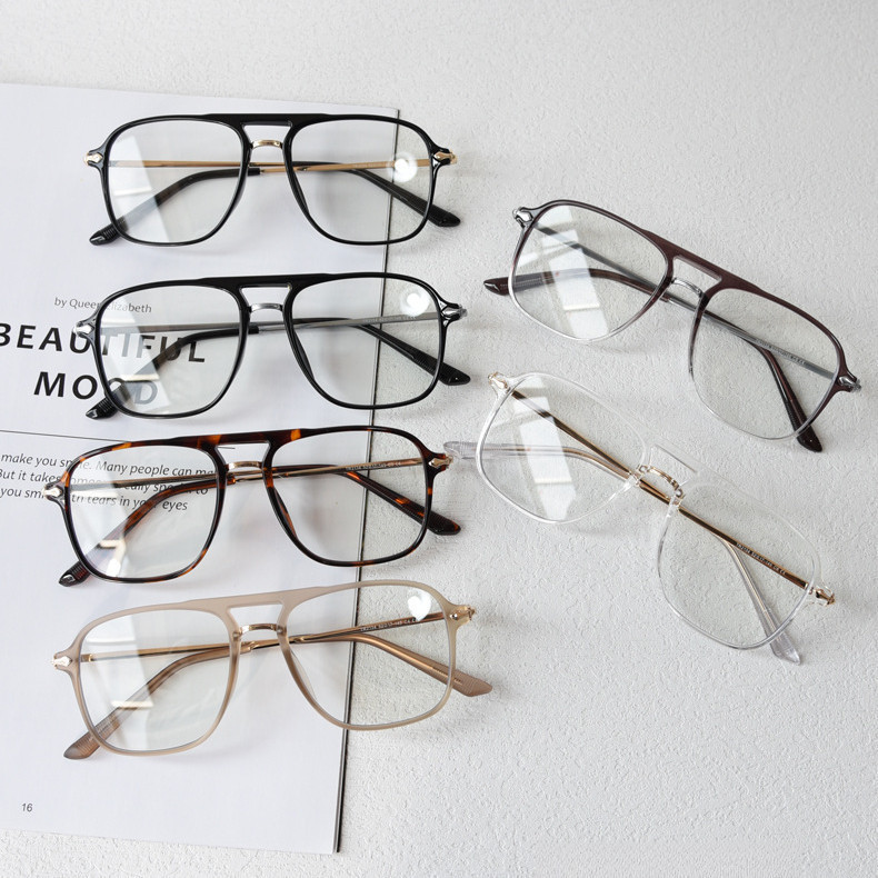 New Double Beam Glasses Frame TR90 Men Women Retro Eyeglasses Pilot ...