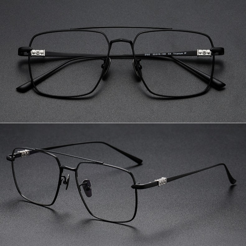 Pure Titanium Glasses Frame Large Frame Double Beam Spectacles Men ...
