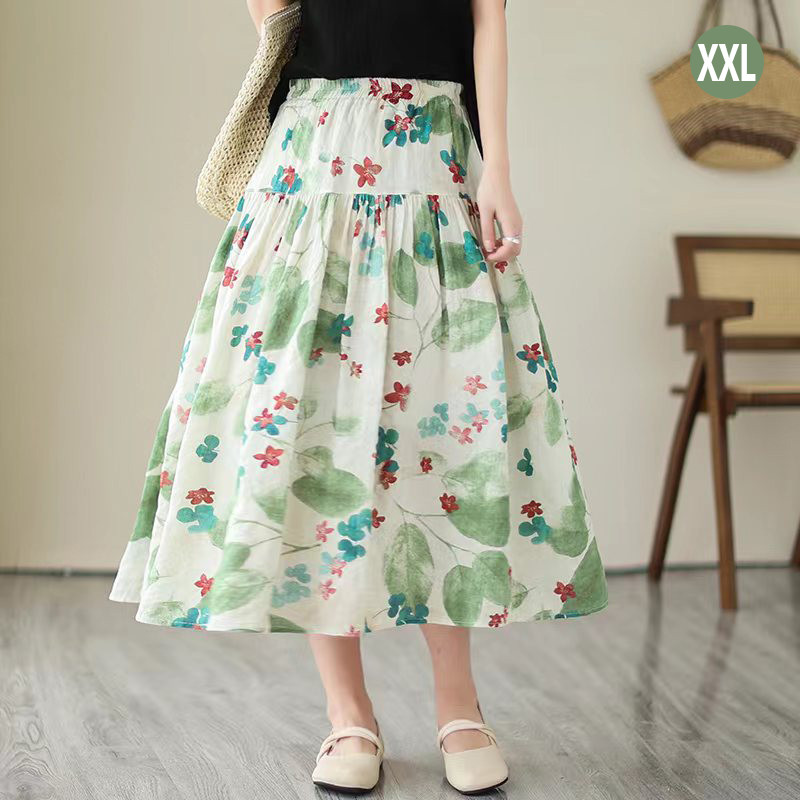 Malaysia stock Small Fresh Floral Patchwork Skirt Women Large Hem Elastic Waist Skirt A line Umbrella Skirt SL Shopee Malaysia