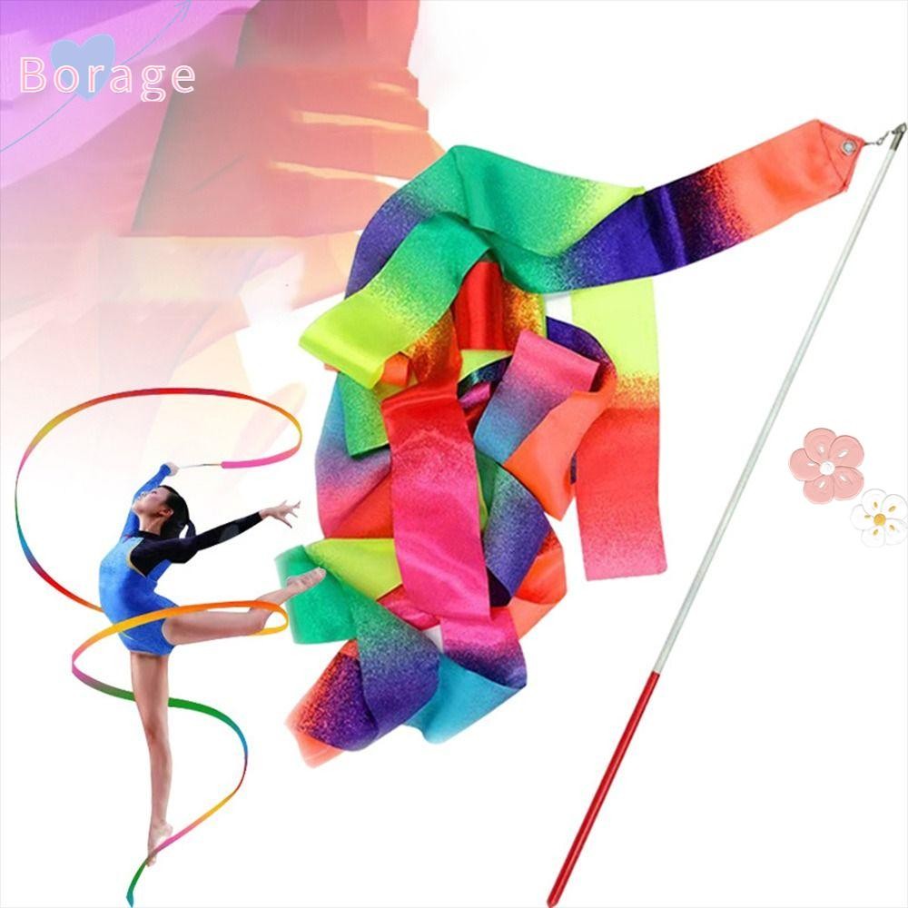 BORRAONE Colorful Gym Ribbons 2M Gymnastics Ribbon Twirling Rod ...