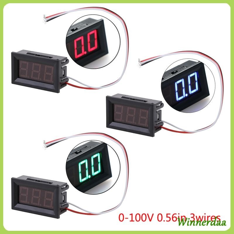 WIN for DC Voltmeter LED Panel Volt Meter Universal for DC 0-100V 3 ...