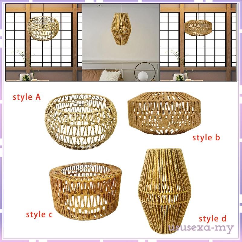 [UsusexaMY] Paper Rope Lampshade Paper Rope Light Cover Retro Woven ...
