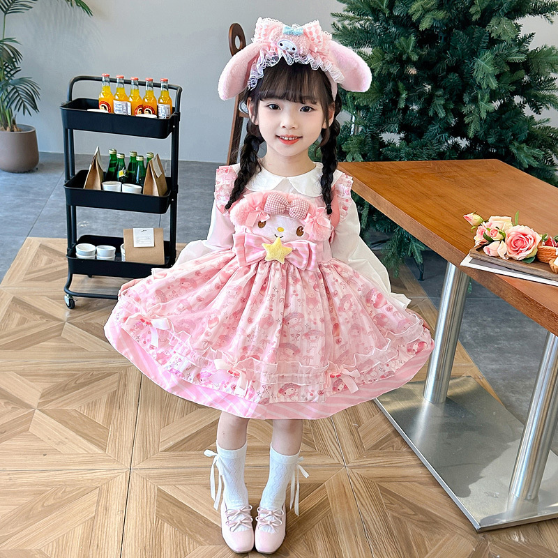 2024 New Style Sanrio Lolita Princess Dress Spring Dress Baby Girl Melody  Birthday Dress Melody Dress