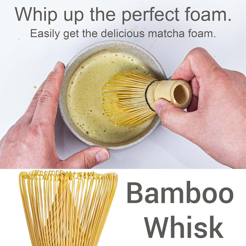 4-Piece Matcha Tea Whisk Set - Bamboo Chasen, Ceramic Bowl & Scoop For Traditional Matcha Preparation
