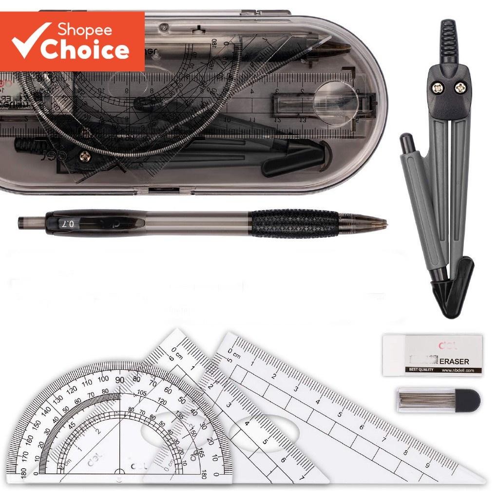 Mathematical Geometry Kit Set Student 8 Pieces Compass Protractor Ruler ...