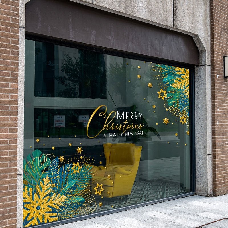 Layout Glass Christmas UV New Year Stickers Shopping Mall Window ...