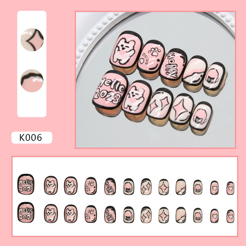 fake nails for kids Featuring pink cute rabbit footprints and a cute ...