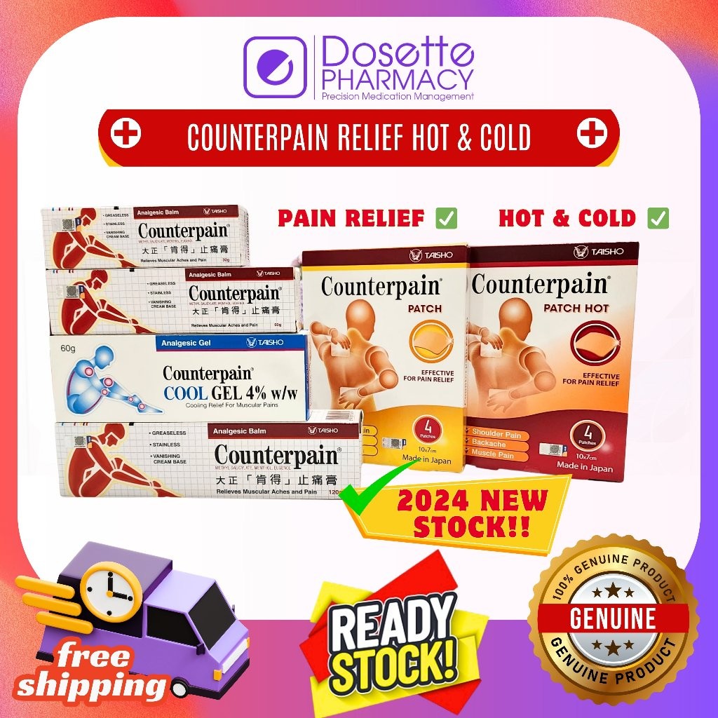 COUNTERPAIN ANALGESIC BALM HOT & COLD CREAM (30g, 50g, 120) & PATCH (4 ...