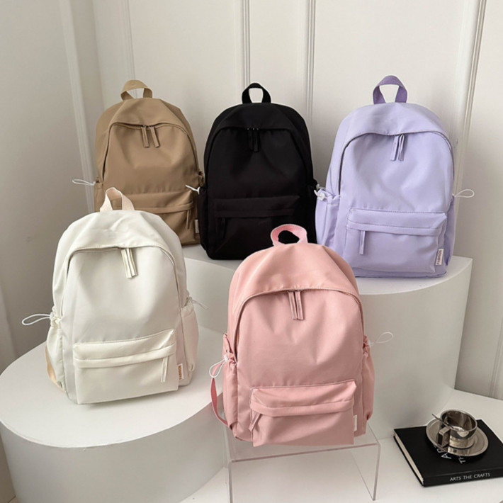 Korean Style Simple Backpack Oxford Cloth Schoolbag Solid Color Simple ...