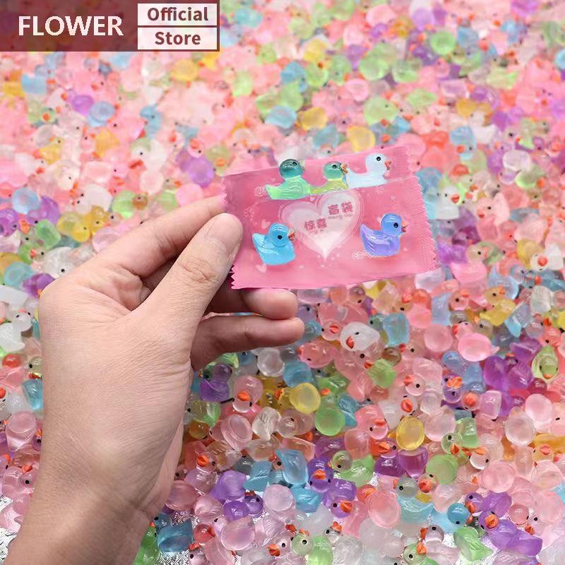 FOF 5pcs Cute Mini Luminous Resin Little Duck Toys Surprise Dolls