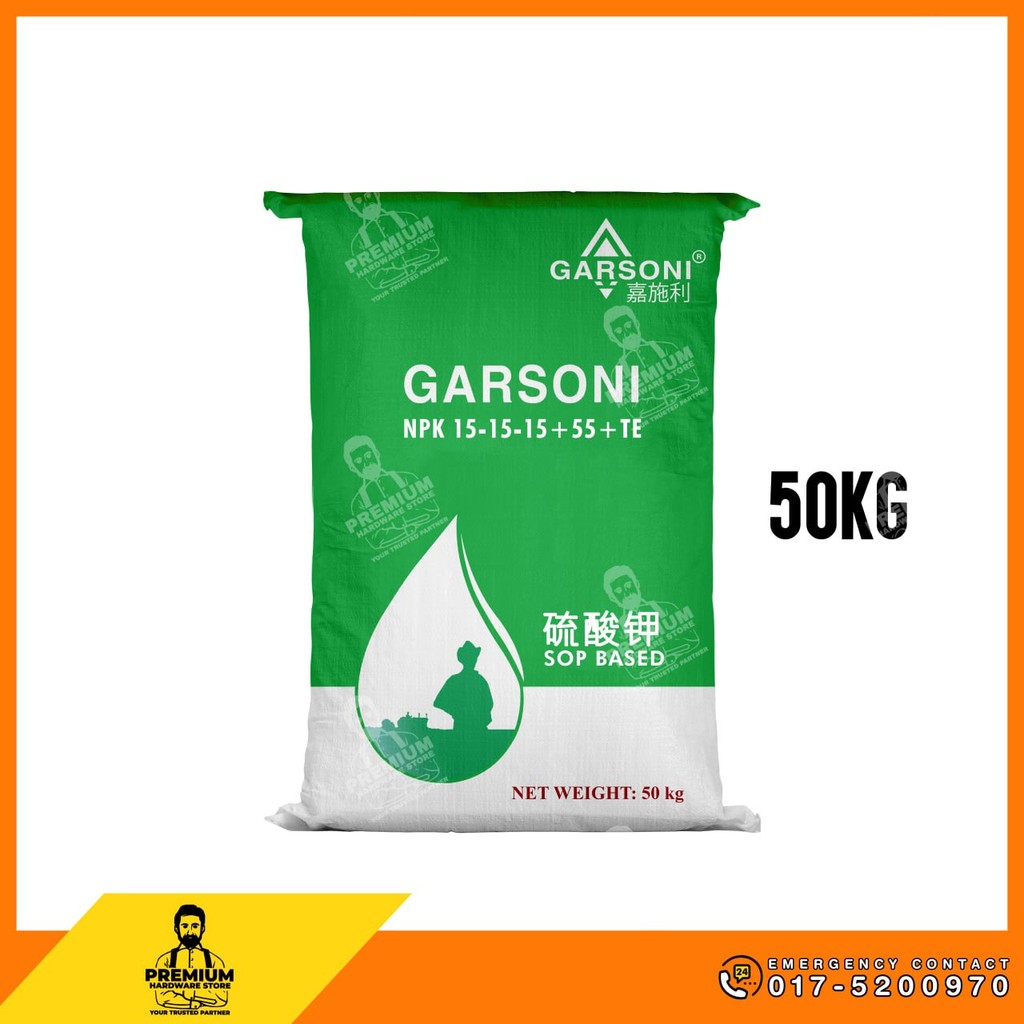 GARSONI Baja NPK SOP 15-15-15+5S+TE (50KG) – Baja Buah & Sayur, Tinggi ...