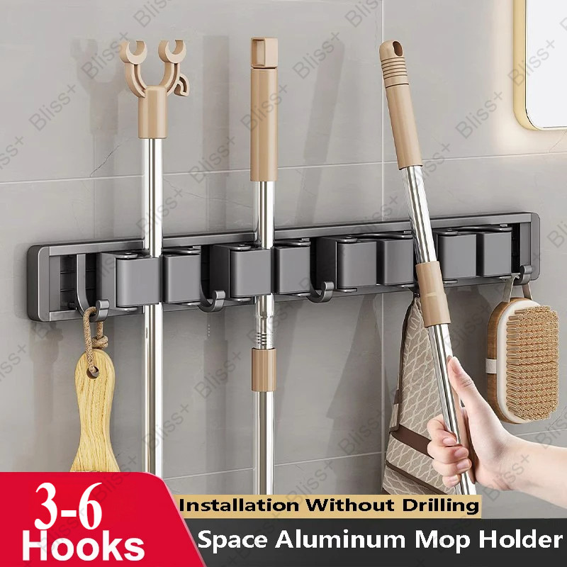 Mop Broom Organizer Mop Holder Rack Mop Holder Wall Mounted Broom Mop ...