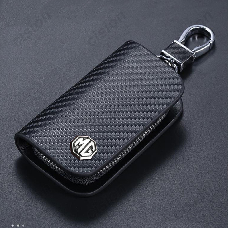 Carbon Fiber Leather Remote Car Key Case Cover Shell Holder Storage ...