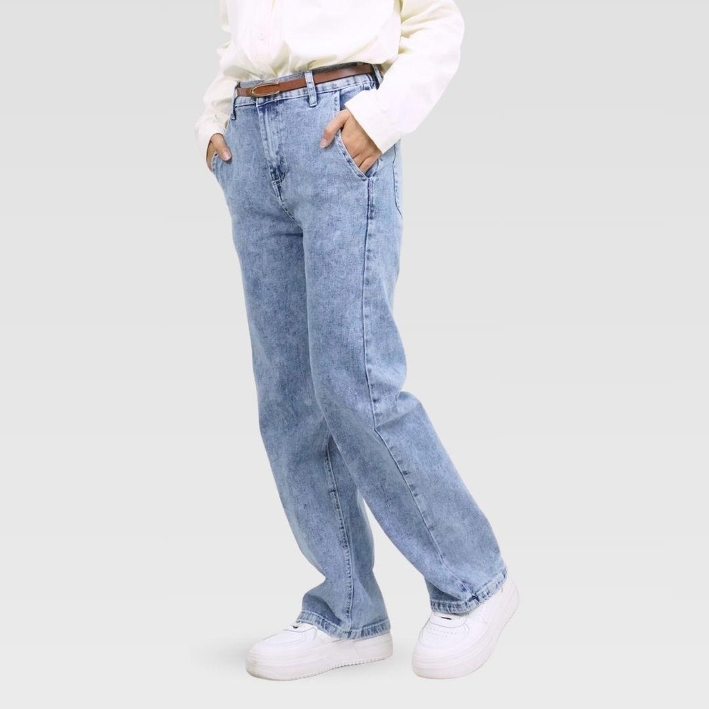 Amiably NYARA Denim Jeans Wanita Women Stretchable 4 Pockets Button Zip ...